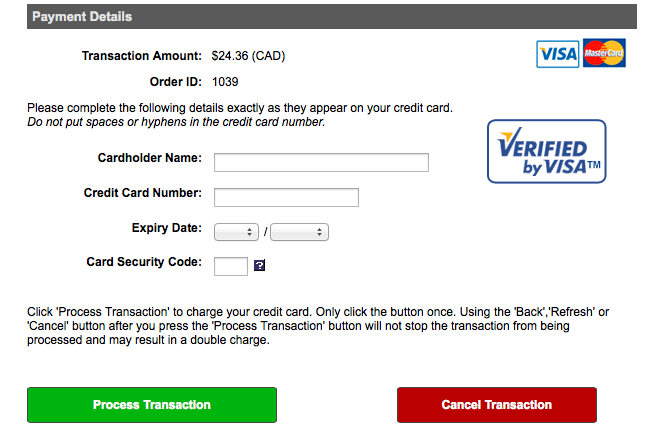 An example of a Verified by Visa security icon on the Royal Tyrrel Museum store check-out.