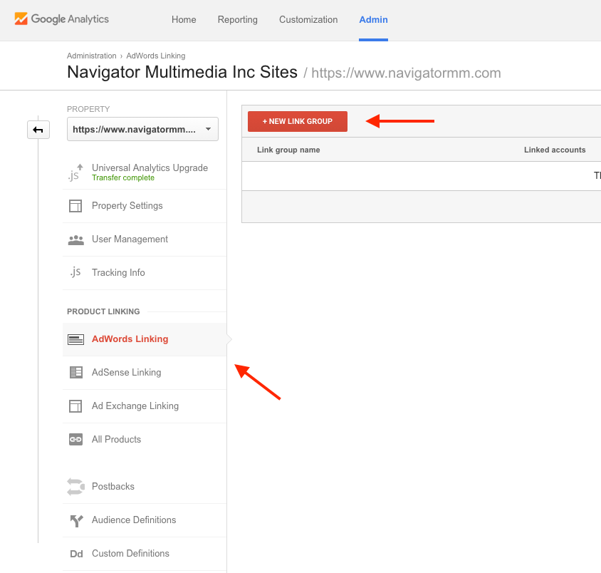 AdWords and Analytics linking