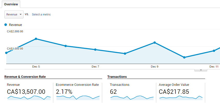 Google analytics ecommerce tracking example