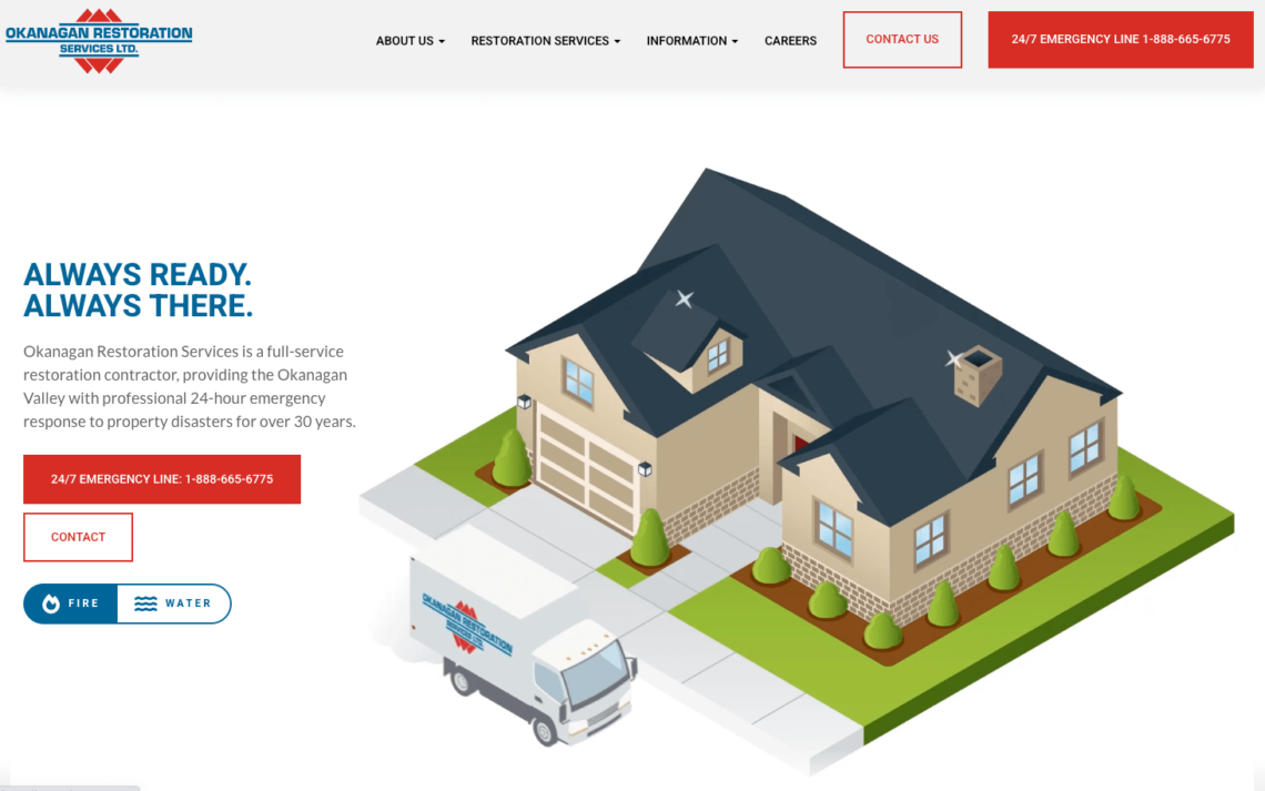Okanagan Restore Website by one of Kelowna's top advertising agencies: Navigator Multimedia